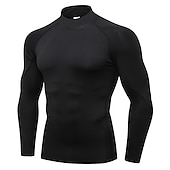 cheap Men&#039;s Active Tees &amp; Tanks-Men&#039;s Compression Shirt Running Shirt Long Sleeve Base Layer Summer Breathable Quick Dry Moisture Wicking Power Flex Fitness Gym Workout Running Sportswear Activewear Dark Grey Black White