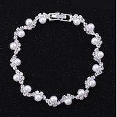 baratos Conjuntos de Jóias-Conjunto de Jóias Pulseira For Mulheres Cristal Pérola Festa Casamento Presente Liga / Colar com Pérolas / Noivado / namorados