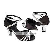 abordables Chaussures de danses latines-chaussures de danse à paillettes or rose pour femmes avec bout ouvert, semelle en daim souple et design à lanières - boucle réglable pour la danse latine et de salon