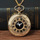 economico Orologio da taschino-Orologio da Tasca per Uomini con Numeri Romani Orologio a Quarzo Steampunk Orologio da Tasca per Donne Uomini Collana Pendente Analogico Quarzo Vintage Cassa Grande In Lega Titanio