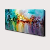 abordables Peintures Abstraites-grande taille peinture à l'huile 100% fait main peint à la main art mural sur toile coloré lac abstrait floraison feux d'artifice décoration de la maison décor toile roulée pas de cadre non étiré