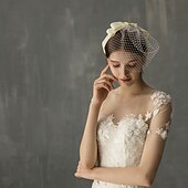 cheap Wedding Veils-One-tier Stylish Wedding Veil Blusher Veils / Birdcage Veils with Ribbon Bow Tulle