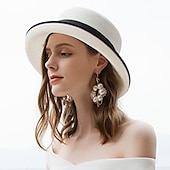 cheap Party Hats-Hats Woven Straw Hat Casual Holiday Cocktail Party Melbourne Cup Classy Retro With Satin Bowknot Headpiece Headwear dress to impress Hats Race Day Dress