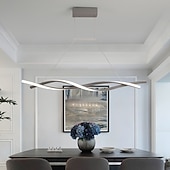 voordelige Eilandlichten-2-lichts 80/100cm led hanglamp aluminium lijn design curl wave design verstelbare kroonluchter nordic style eetkamer woonkamer verlichting 36w 110-240v alleen dimbaar met afstandsbediening