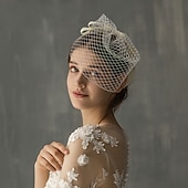 cheap Wedding Veils-One-tier Stylish Wedding Veil Blusher Veils / Birdcage Veils with Ribbon Bow Tulle