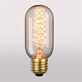 billige Glødelamper-40w edison vintage glødelampe dimbar t45 antikk spiralfilament e26 e27 rav varm hvit for hjemmebelysningsarmatur 220-240v 4/6/10 stk.