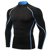 cheap Men&#039;s Active Tees &amp; Tanks-Men&#039;s Compression Shirt Running Shirt Long Sleeve Base Layer Summer Breathable Quick Dry Moisture Wicking Power Flex Fitness Gym Workout Running Sportswear Activewear Dark Grey Black White