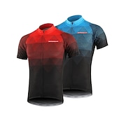 tanie Męskie koszulki-Męskie Koszulka rowerowa Geometryczny Gradient Krótki rękaw Rower Dżersej Top z 3 tylnymi kieszeniami Kolarstwo górskie Kolarstwie szosowym Szybkie wysychanie Odblaskowe paski Kieszeń na plecach