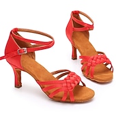 cheap Latin Shoes-Women's White Latin Dance Shoes – Suede Sole, Strappy Design, Ballroom Salsa Competition Heels