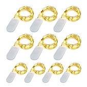 voordelige Batterij String Lights-elegante bruiloft receptie feest 10-packs led-lichtsnoeren 1m 10leds zilveren koperdraad licht voor bruiloft slaapkamer decoratie feest vakantie cadeau
