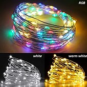abordables Guirlandes lumineuses à piles-Guirlande lumineuse de 10 m 100 leds 1 télécommande 13 touches 1 pc blanc chaud blanc multicolore étanche créatif cuttable aa alimenté par piles