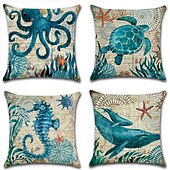 cheap Animal Style-1pc Throw Pillow Cover Ocean Tutle Animal Zipper Traditional Classic Outdoor Cushion for Sofa Couch Bed Chair