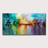 abordables Peintures Abstraites-grande taille peinture à l'huile 100% fait main peint à la main art mural sur toile coloré lac abstrait floraison feux d'artifice décoration de la maison décor toile roulée pas de cadre non étiré