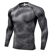 cheap Men&#039;s Active Tees &amp; Tanks-Men&#039;s Compression Shirt Running Shirt Long Sleeve Tee Tshirt Athletic Spandex Quick Dry Breathability Lightweight Stretchy Fitness Gym Workout Running Sportswear Activewear Snakeskin White Red Blue