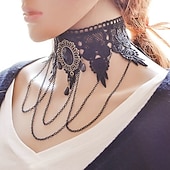 cheap Accessories and More-Choker Necklace Pendant Necklace For Women's Party Halloween Masquerade Synthetic Gemstones Crystal Lace Layered Black