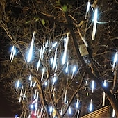 olcso Hálózatra csatlakoztatható elektronika-4db csomag 30cm x8 12 &quot;húrlámpa 576 led eső meteor esőfény karácsonyfa ünnepi party kültéri dekoráció vízálló összekapcsolható hosszabbító