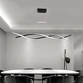 voordelige Eilandlichten-2-lichts 80/100cm led hanglamp aluminium lijn design curl wave design verstelbare kroonluchter nordic style eetkamer woonkamer verlichting 36w 110-240v alleen dimbaar met afstandsbediening