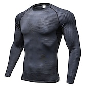 cheap Men&#039;s Active Tees &amp; Tanks-Men&#039;s Compression Shirt Running Shirt Long Sleeve Tee Tshirt Athletic Spandex Quick Dry Breathability Lightweight Stretchy Fitness Gym Workout Running Sportswear Activewear Snakeskin White Red Blue