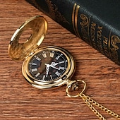 economico Orologio da taschino-Orologio da Tasca per Uomini con Numeri Romani Orologio a Quarzo Steampunk Orologio da Tasca per Donne Uomini Collana Pendente Analogico Quarzo Vintage Cassa Grande In Lega Titanio