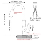 cheap Pullout Spray-Kitchen Faucet with Sprayer Vessel Installation Nickel Brushed/Electroplated One Hole Widespread Pull Out/High Arc, Brass Kitchen Faucet Contain with Cold and Hot Water