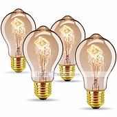 abordables Ampoules incandescentes-Lot de 4 ampoules Edison vintage 40 W E26/E27 A60 (A19), à intensité variable, blanc chaud 2300 K, décoratives rétro 220-240 V