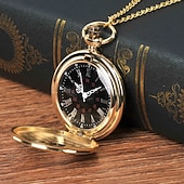 economico Orologio da taschino-Orologio da Tasca per Uomini con Numeri Romani Orologio a Quarzo Steampunk Orologio da Tasca per Donne Uomini Collana Pendente Analogico Quarzo Vintage Cassa Grande In Lega Titanio