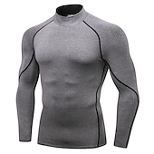 cheap Men&#039;s Active Tees &amp; Tanks-Men&#039;s Compression Shirt Running Shirt Long Sleeve Base Layer Summer Breathable Quick Dry Moisture Wicking Power Flex Fitness Gym Workout Running Sportswear Activewear Dark Grey Black White