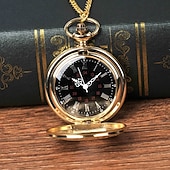 economico Orologio da taschino-Orologio da Tasca per Uomini con Numeri Romani Orologio a Quarzo Steampunk Orologio da Tasca per Donne Uomini Collana Pendente Analogico Quarzo Vintage Cassa Grande In Lega Titanio