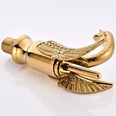זול קלאסי-כיור אמבטיה וינטג&#039; ברז מיקסר פליז צורת ברבור, ברזי כיור מונובלוק עם ידית אחת סיפון חור אחד, מונו ברז כלי מים צינור חם וקר עתיק