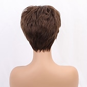 abordables Perruques sans bonnet-Cheveux Naturel Rémy Perruque Court Droit Droite naturelle Bob Coupe Carré Coupe Lutin Partie latérale Coupe Dégradée Noir Marron Homme Mode Ligne de Cheveux Naturelle Sans bonnet Femme Tous Noir