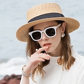 economico Cappelli per feste-cappelli cappello di paglia in fibra naturale casual classico retrò con copricapo in puro colore