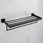 halpa Pyyhetangot-pyyheteline monitoimi premium design ruostumaton teräs kylpyhuone hylly seinälle matta musta 1kpl
