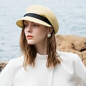 Недорогие Шляпы для вечеринки-Соломенные шляпы с С плетеными ремешками 1шт Повседневные / Кубок Мельбурна Заставка