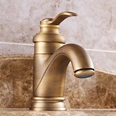 abordables Classiques-robinet de lavabo de salle de bain - robinets de bain à une poignée en laiton antique classique