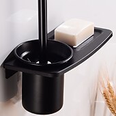 olcso Vécékefetartók-wc kefe tartó készlet alumínium anyagból fürdőszoba wc kefe és wc kefe tartó falra szerelhető fekete 1szett