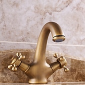 economico Classici-rubinetto del lavandino del bagno - centrotavola classico in ottone anticato due maniglie rubinetteria monoforo