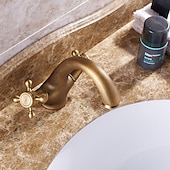 economico Classici-rubinetto del lavandino del bagno - centrotavola classico in ottone anticato due maniglie rubinetteria monoforo
