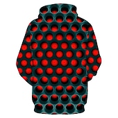 baratos Padrão 3D-Homens Geométrica 3D Moletom Moletons Designer Básico Manga Longa Com Capuz Vermelho Azul Outono Designer