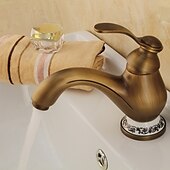 abordables Classiques-robinet de lavabo de salle de bain - robinets de bain à une poignée en laiton antique classique