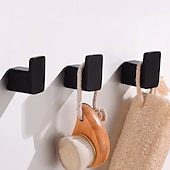 お買い得  バスローブ用フック-3 個ローブフック壁掛け浴室タオルフック黒ステンレス鋼ヴィンテージコートフックハンガーシングル装飾バッグキー帽子洋服ラック