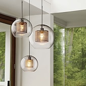 abordables Éclairages pour îlot-1 lumière 20 cm led suspension design unique verre lanterne galvanoplastie rétro style industriel salle à manger salon lumière 110-120/220-240v