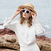 economico Cappelli per feste-cappelli cappello di paglia in fibra naturale casual classico retrò con copricapo in puro colore