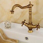 cheap Rotatable-Kitchen faucet - Two Handles One Hole Antique Copper Standard Spout Centerset Contemporary / Antique Kitchen Taps