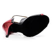 levne Boty na latinskoamerické tance-Dámské Boty na latinskoamerické tance Výkon Trénink Šumivé boty Podpatky Tenký vysoký podpatek Červená Zlatá