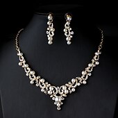 economico Parure di gioielli-1 set Gioielli da Sposa per Donne Regalo di Matrimonio con Perle Imitazione Strass Lega Link  Catena Fiore Botanico  Fidanzamento per impressionare con l&#039;Abito