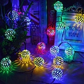 cheap Solar String Lights-Elegant Wedding Party Reception Solar LED String Lights - Moroccan Ball Outdoor Garden Lights, Waterproof 10M-50LED, 7M-30LED, 5M-20LED Globe Lanterns for Home Decoration