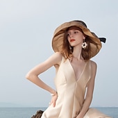 preiswerte Partyhut-Hüte Naturfaser Strohhut Sonnenhut Casual Cocktail Royal Astcot Elegant &amp; Luxuriös Retro Klassisch Mit Bowknot Bändern Kopfbedeckung Kopfbedeckung