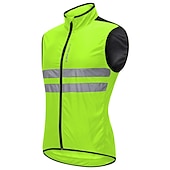 cheap Men&#039;s Jackets &amp; Gilets-WOSAWE Men&#039;s Cycling Jersey Cycling Vest Sleeveless Mountain Bike MTB Road Bike Cycling Green Black Dark Blue Bike Vest / Gilet Jersey Windproof Breathable Lightweight Reflective Strips Back Pocket