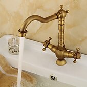cheap Rotatable-Kitchen faucet - Two Handles One Hole Antique Copper Standard Spout Centerset Contemporary / Antique Kitchen Taps