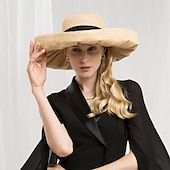 preiswerte Partyhut-Hüte Naturfaser Strohhut Sonnenhut Casual Cocktail Royal Astcot Elegant &amp; Luxuriös Retro Klassisch Mit Bowknot Bändern Kopfbedeckung Kopfbedeckung